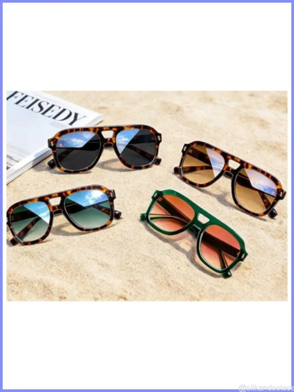Retro Thick Aviator Sunglasses Square Pilot Full Frame UV Protection